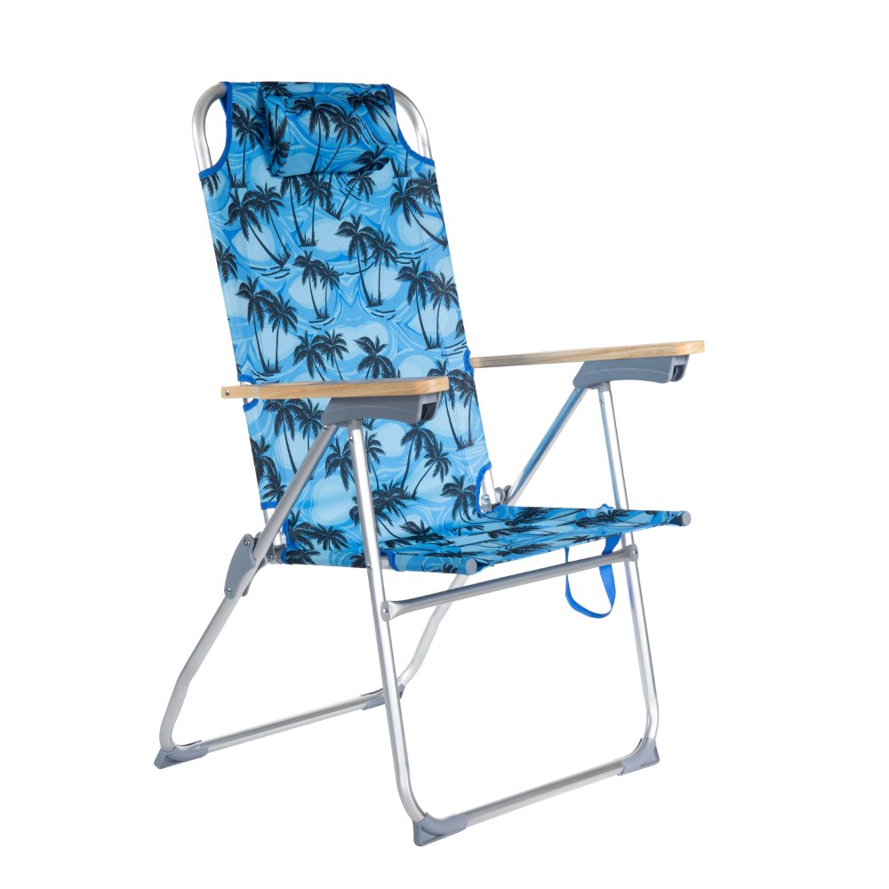 Beach Chair wooden armrest five-position adjustable strap chair