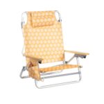 Beach Chair wooden armrest five-position adjustable strap chair