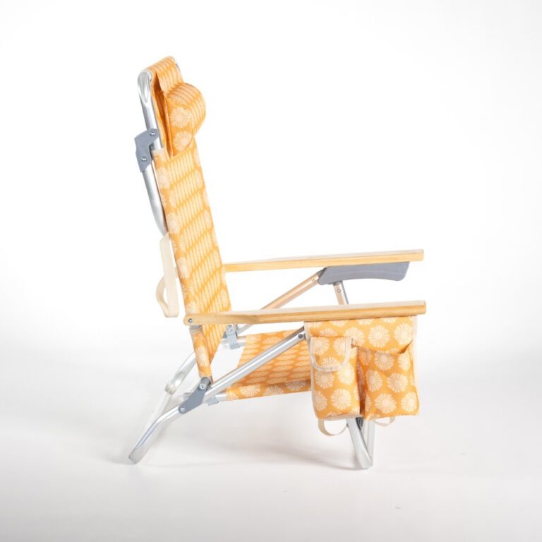 Beach Chair wooden armrest five-position adjustable strap chair